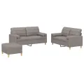 Ensemble de canapés 3 pcs avec coussins taupe tissu