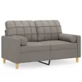 Canapé 2 places avec oreillers décoratifs taupe 120 cm tissu