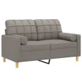 Canapé 2 places avec oreillers décoratifs taupe 120 cm tissu