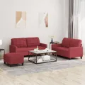 Ensemble de canapés 3 pcs et coussins Rouge bordeaux Similicuir