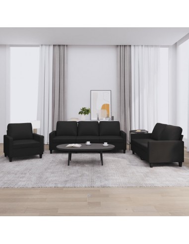 Ensemble de canapés 3 pcs avec coussins Noir Similicuir