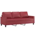 Ensemble de canapés 3 pcs et coussins Rouge bordeaux Similicuir