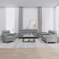 Ensemble de canapés 3 pcs coussins gris clair tissu