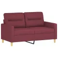 Ensemble de canapés 2 pcs avec coussins rouge bordeaux tissu