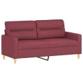 Ensemble de canapés 2 pcs avec coussins rouge bordeaux tissu