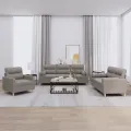 Ensemble de canapés 3 pcs avec coussins taupe tissu