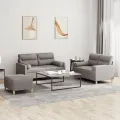 Ensemble de canapés 3 pcs avec coussins taupe tissu