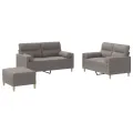 Ensemble de canapés 3 pcs avec coussins taupe tissu