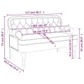 Banc avec dossier noir 119,5x64,5x75 cm velours