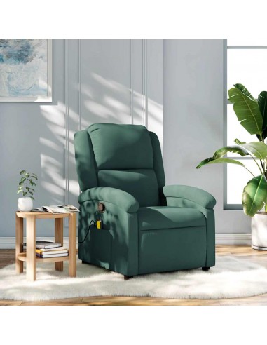 Fauteuil de massage inclinable vert foncé velours