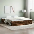 Cadre de lit sans matelas chêne fumé 180x200 cm