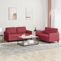 Ensemble de canapés 2 pcs et coussins Rouge bordeaux Similicuir