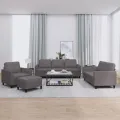 Ensemble de canapés 4 pcs avec coussins Gris Similicuir