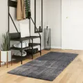 Tapis HUARTE à poils courts doux et lavable anthracite 80x200cm