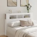 Tête de lit à LED blanc 160x18,5x103,5 cm bois d'ingénierie