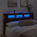 Tête de lit à LED chêne marron 180x18,5x103,5cm bois ingénierie