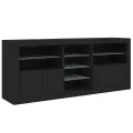 Buffet avec lumières LED noir 162x37x67 cm