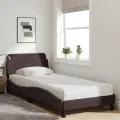Lit avec matelas marron foncé 90x200 cm tissu