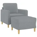 Fauteuil avec repose-pied Gris clair 60 cm Tissu