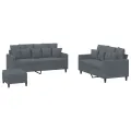 Ensemble de canapés 3 pcs avec coussins Gris foncé Velours