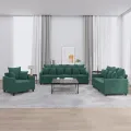 Ensemble de canapés 3 pcs avec coussins Vert foncé Velours