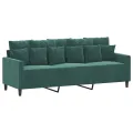 Ensemble de canapés 3 pcs avec coussins Vert foncé Velours