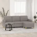 Canapé à 3 places avec repose-pieds Taupe 180 cm Tissu
