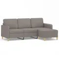 Canapé à 3 places avec repose-pieds Taupe 180 cm Tissu