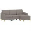 Canapé à 3 places avec repose-pieds Taupe 180 cm Tissu