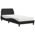 Lit avec matelas noir 80x200 cm similicuir