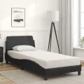 Lit avec matelas noir 80x200 cm similicuir