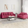 Ensemble de canapés 2 pcs avec coussins Rouge bordeaux Velours