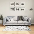 Tapis shaggy à poils longs moderne crème et noir 120x170 cm
