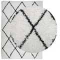 Tapis shaggy à poils longs moderne crème et noir 120x170 cm