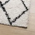 Tapis shaggy à poils longs moderne crème et noir 120x170 cm