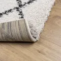 Tapis shaggy à poils longs moderne crème et noir 120x170 cm