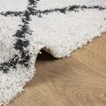Tapis shaggy à poils longs moderne crème et noir 120x170 cm