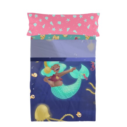 Set di Lenzuola HappyFriday Mr Fox Happy Mermaid Multicolore Singolo 2