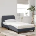 Lit avec matelas gris foncé 100x200 cm velours