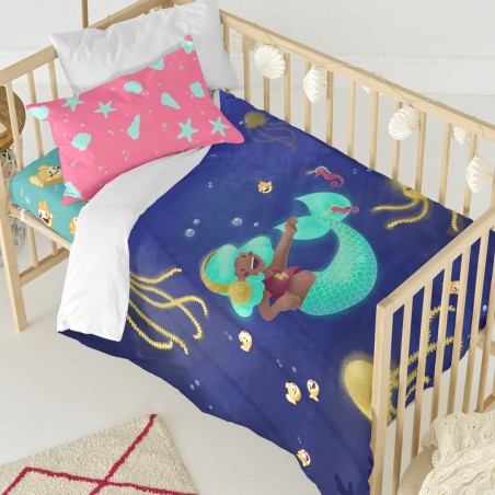 Duvet cover set HappyFriday Mr Fox Happy mermaid Multicolour Baby Crib