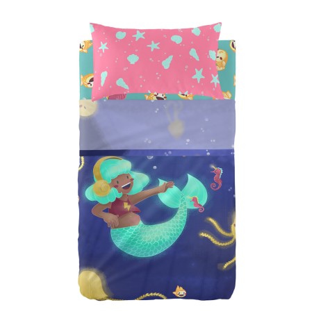 Juego de Sábanas HappyFriday Mr Fox Happy Mermaid Multicolor Cuna de