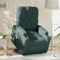 Fauteuil inclinable de massage électrique Vert foncé Tissu