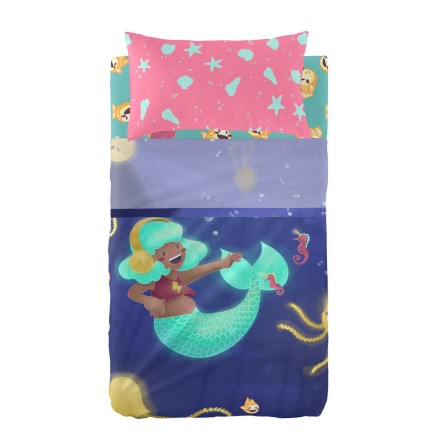 Juego de Sábanas HappyFriday Mr Fox Happy Mermaid Multicolor Cuna de