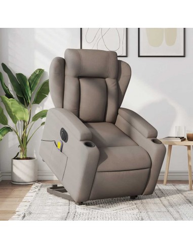 Fauteuil inclinable de massage électrique Taupe Tissu