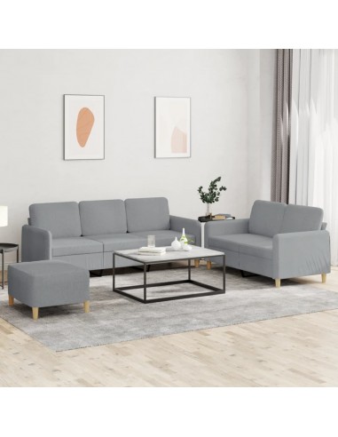 Ensemble de canapés 3 pcs avec coussins Gris clair Tissu