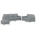 Ensemble de canapés 3 pcs avec coussins Gris clair Tissu