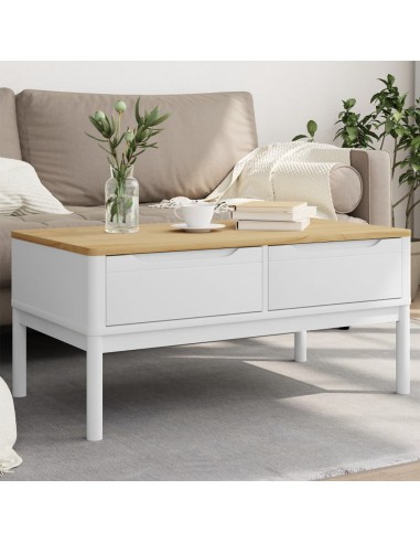 Table basse FLORO blanc 99x55,5x45 cm bois massif de pin