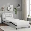 Lit avec matelas blanc et noir 90x190 cm similicuir