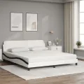 Lit avec matelas blanc et noir 180x200 cm similicuir