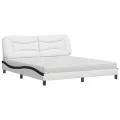 Lit avec matelas blanc et noir 180x200 cm similicuir